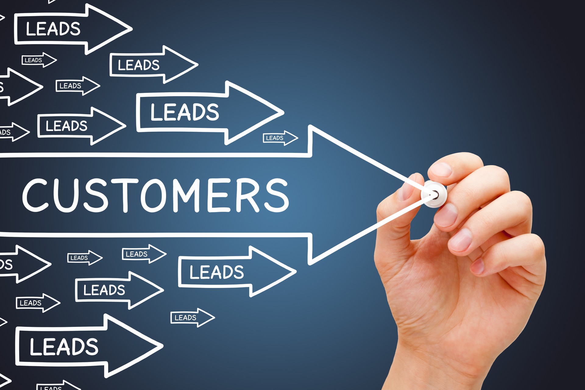 Leads Conversion Into Customers Arrows Concept